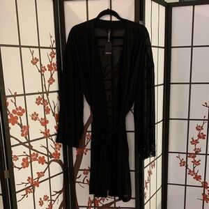 Torrid Black Sheer Lace Robe